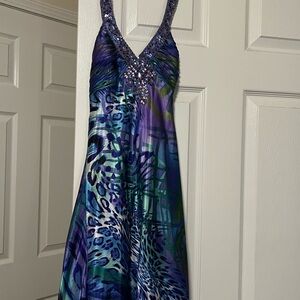 Elegant Blue and Green Prom Dress